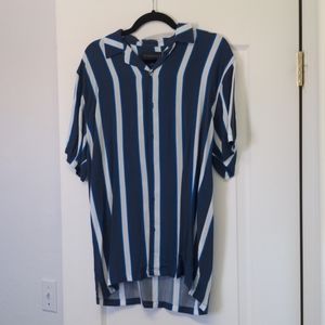 Striped blue button down